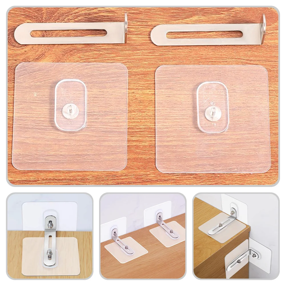 

6pcs Fixed Adhesive Lock Clip For Furniture Wall Anchors No Drill Child Proofing Anti Tip Straps Baby Safety Anchors Bookcase