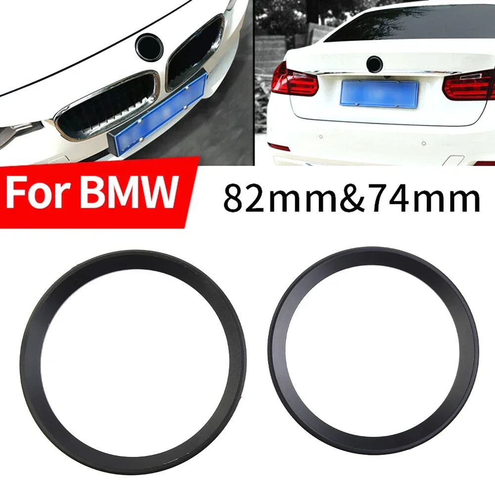 2PCS Black Front Rear Logo- Surrounding Ring For BMW- 3 4 Series 82 Mm&74 Mm Emblem High-Quality Interior Car Accessory