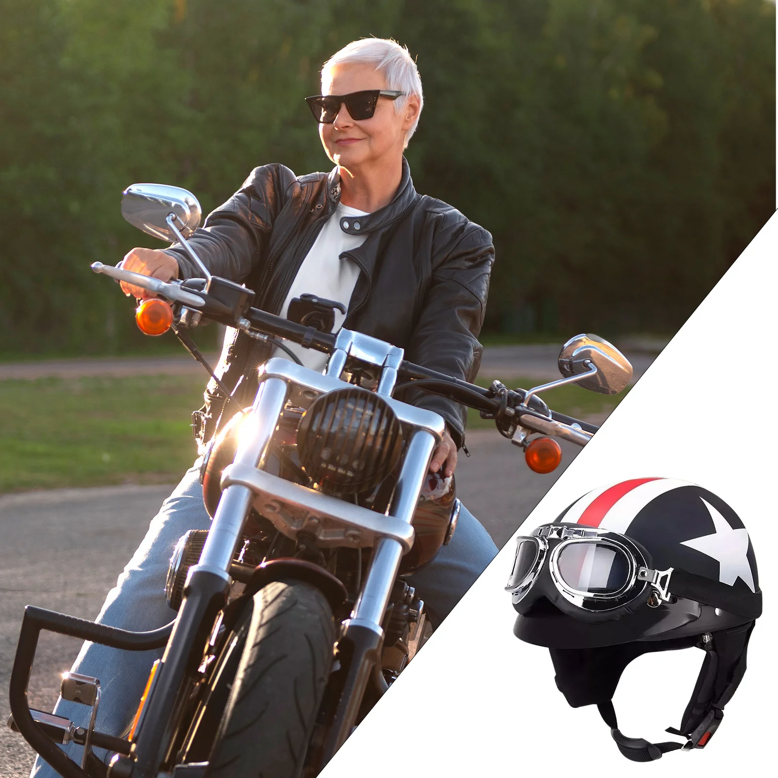 

Open Face Motorcycle Strong Shock Absorbent Design for Riding Protection Stylish Look Buckle Fit for Men