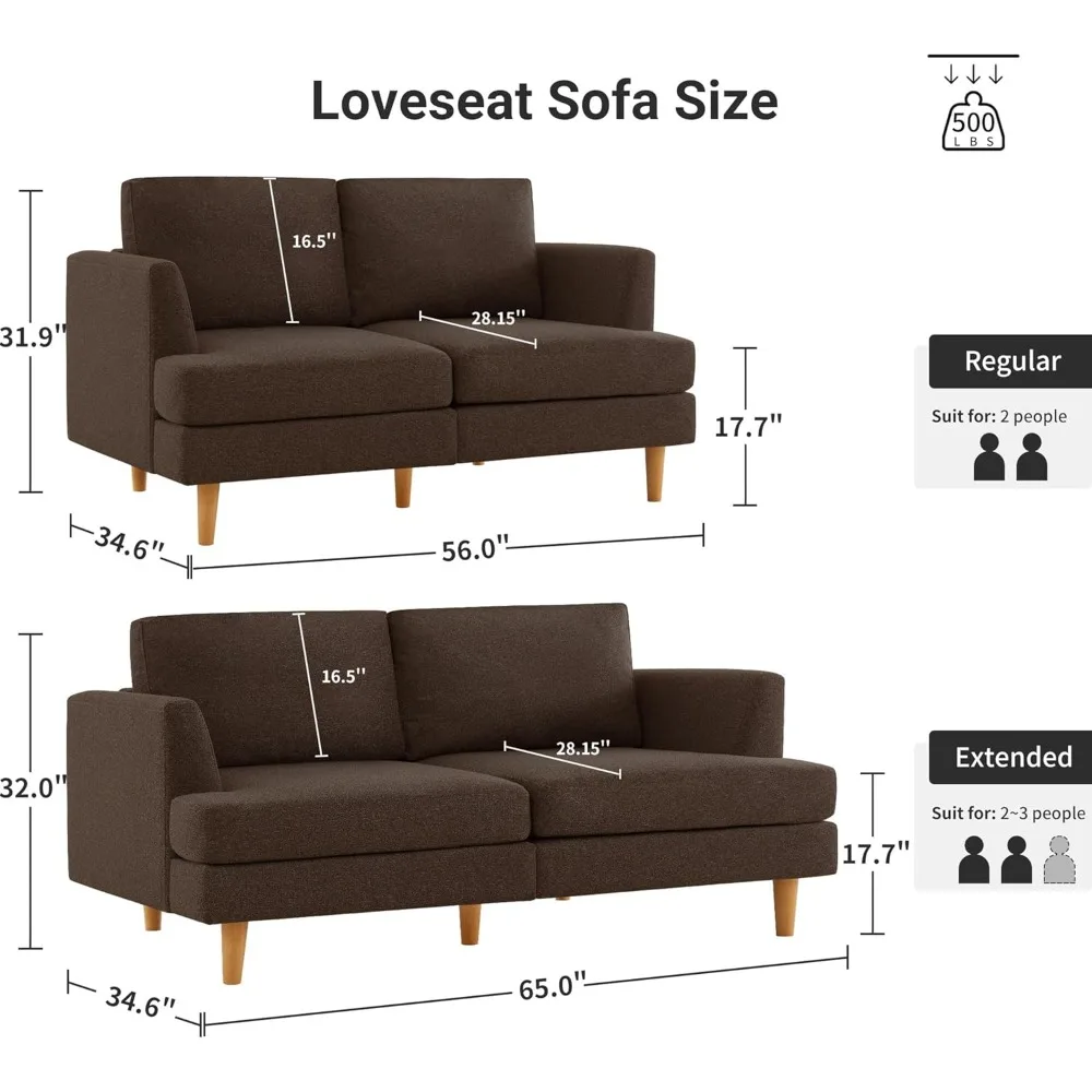 Living Room Sofas, Sofa Couch Mid Century Modern Couches for Living Room, Seat Love Seat 56