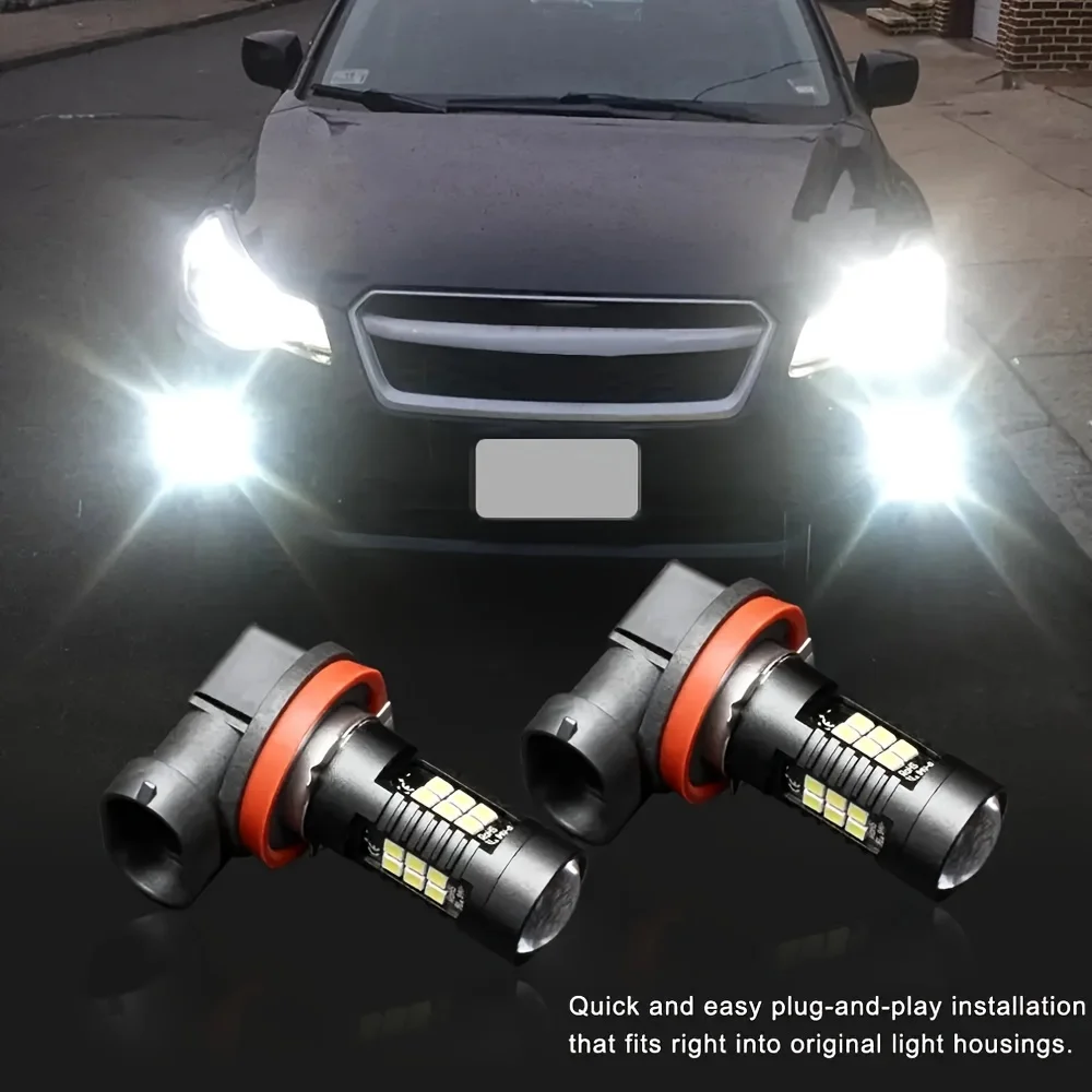 

2pcs H11 H8 H9 2835 21SMD LED Fog Light Bulbs Auto Car Driving Lamp 6000K Super White DRL Lamp