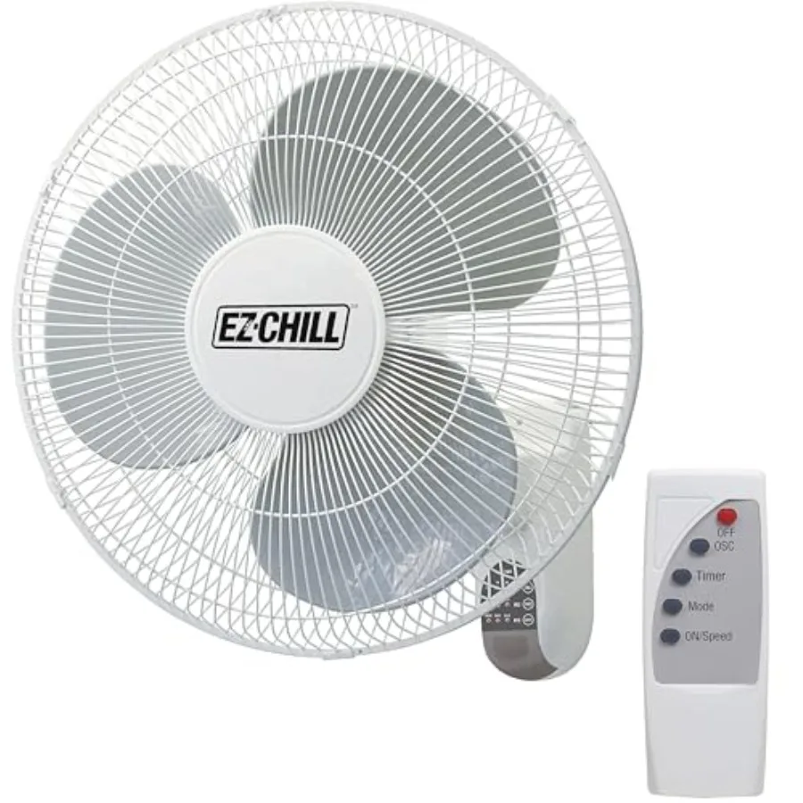 

16" Oscillating Wall Mount Fan with Remote Control, Timer, Auto Shut Off, Adjustable Tilt, Quiet, 3 Speed, Ideal for Home, Bedr