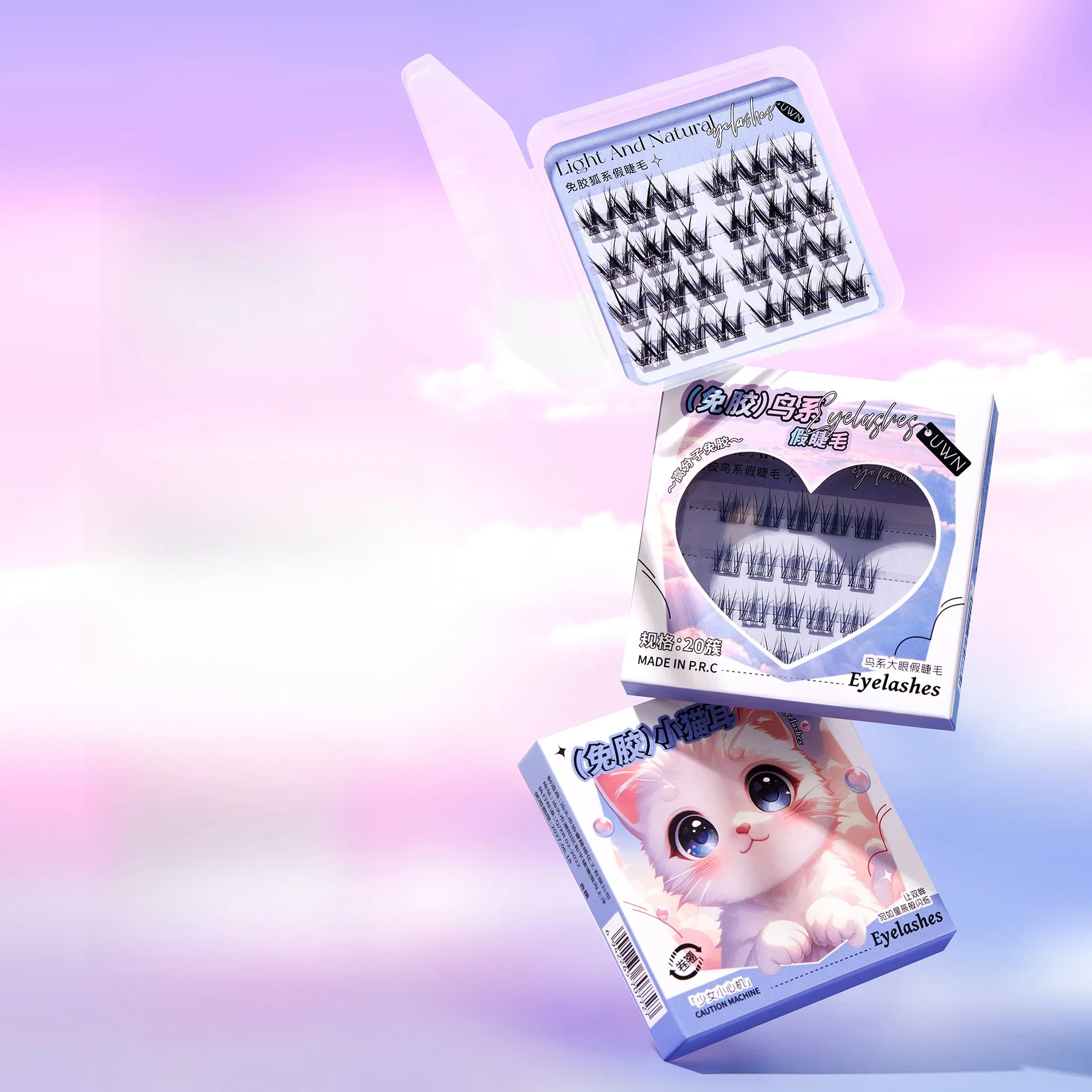 20-24Pcs Non Adhesive Fake Eyelashes Animal Series Manga Pure Desire Fake Eyelashes 3D Curly Simulation Eyelashes Makeup Tools