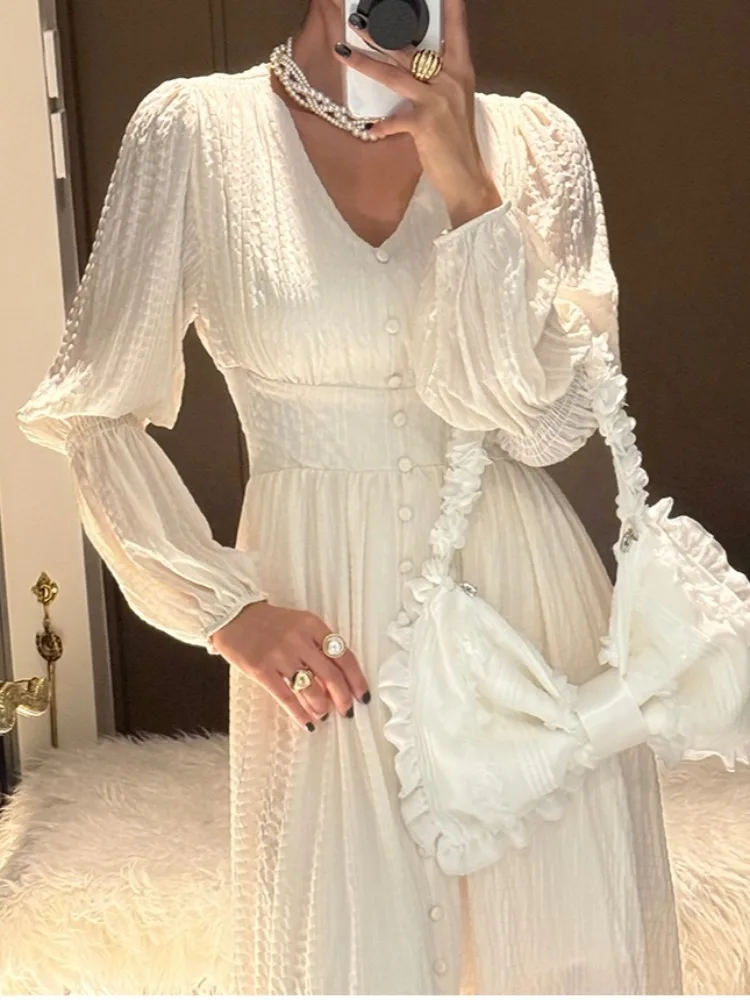 

Ele Texture Long Sve Dr женское летнее новое винтажное длинное платье с разрезом для поездок на работу Sle стандартного кроя среднего размера Softn