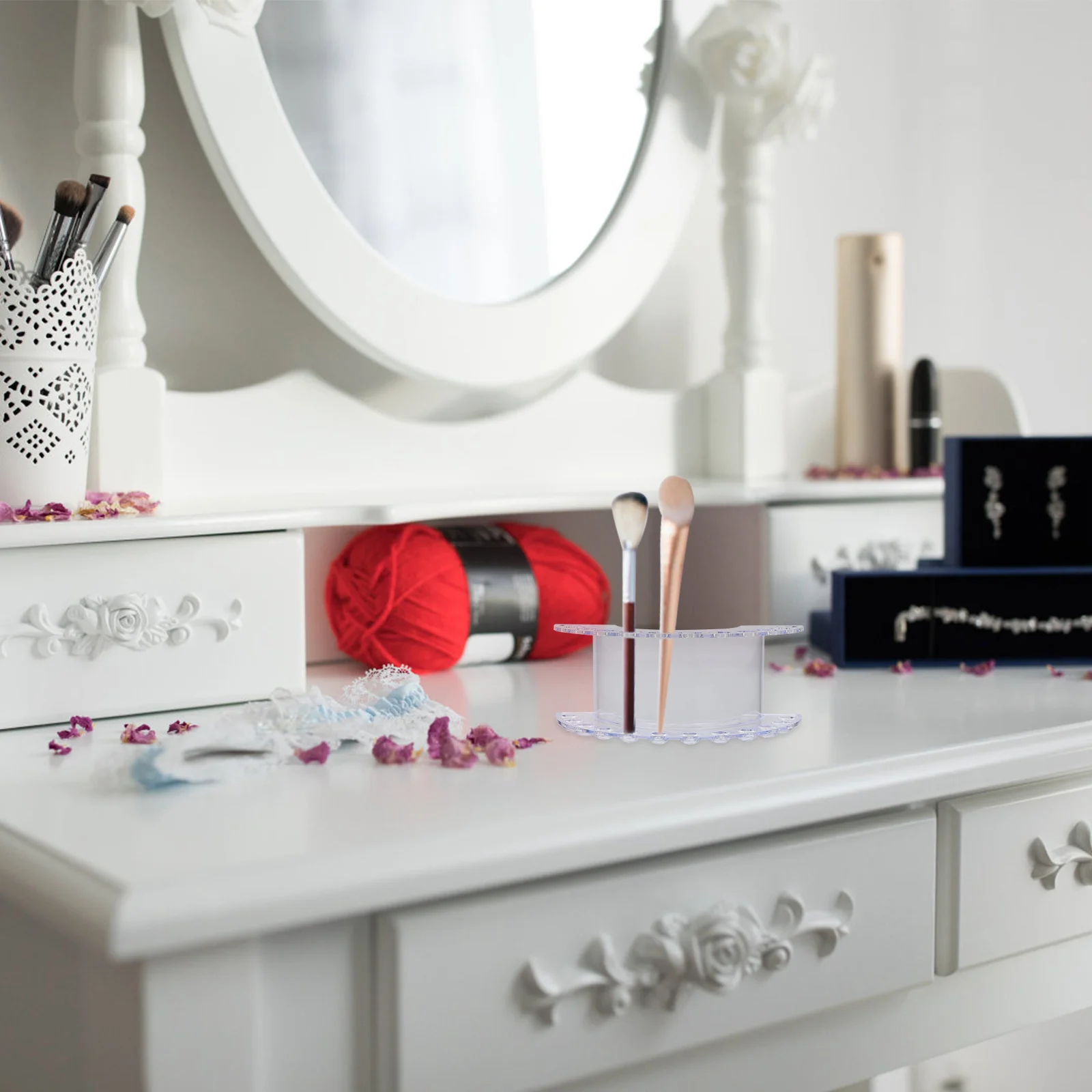 Transparenter Make-up-Pinselhalter, 3-stufiger Organizer für Augenbrauenstift, Eyeliner, Werkzeuge, Aufbewahrungsregal, Desktop-Waschtisch, Badezimmer