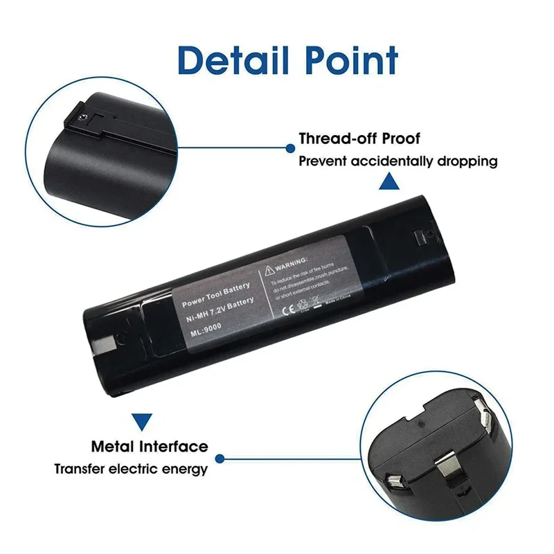 

7.2V 5000mAh Tool Replacement Battery for Makita 9000 7000 7002 7033 4770D 6002D 6010D 6710D 9035D Ni-Mh Rechargeable Batteries