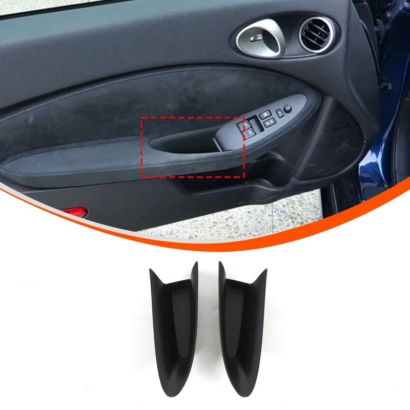 

ABS Black Car Door Armrest Handle Storage Box For Nissan 370Z 2009-2020 Center Control Storage Tray Container Accessories