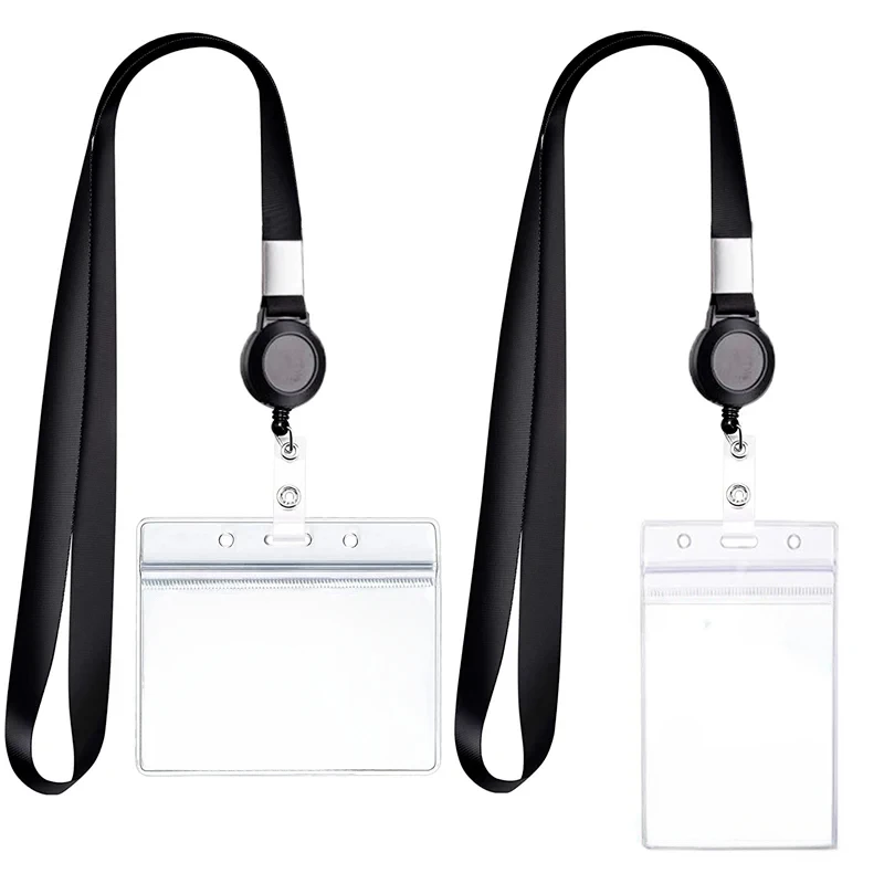 

1pc Transparent Staff ID Work Card Cover with Lanyard Exhibition Name Badge Holder Neck Strap Pass Access Bus Card Sleeve Case