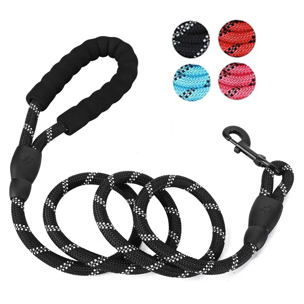 3/5m Rope Dog Leash with Soft Padded Handle Highly Reflective Heavy Duty Dog Rope Leash for Small Medium Large Dog Accessories