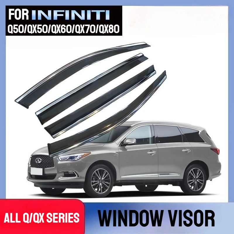 

Подходит для Infiniti QX30 QX50 QX56 QX60 QX70 QX80 Q50 Q70 Q50 JX35 оконный дефлектор SUN/RAIN щиток козырек вентиляционное отверстие