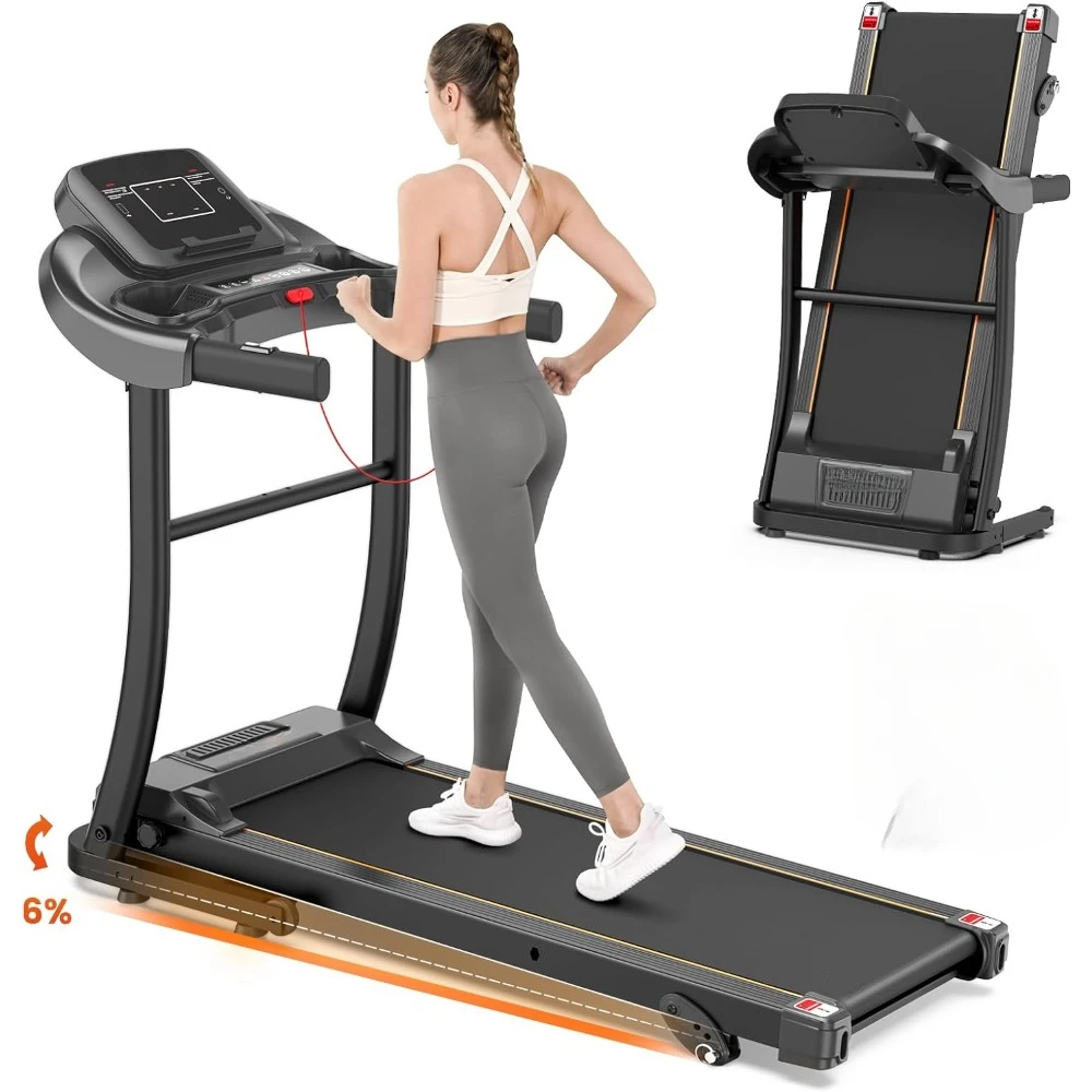 

Folding Treadmill, 2.5HP Portable Treadmill Mini with Manual Incline & 12 Preset PROG, with LED Display & Cup Holder