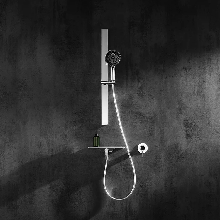 Contemporary Brass Waterfall Simple Shower Set Slide Bar