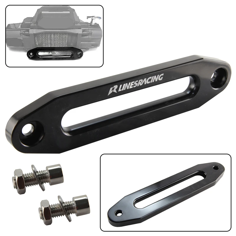 Winch Rope 6061 CNC Aluminum 10'' 254mm Hawse Fairlead Synthetic fits for ATV / UTV/SUV 8000-15000 LBs Black