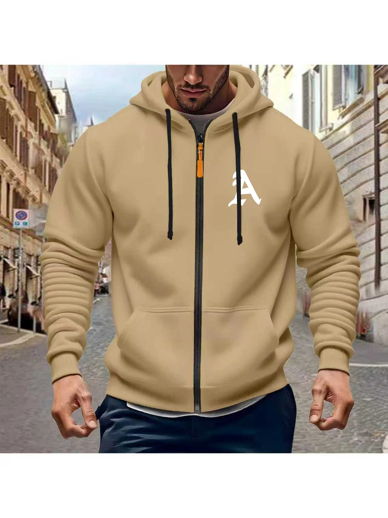 جديد الرجال نسيج سميك مقنعين سستة البلوز عارضة الخريف الشتاء الشارع الشهير مريحة البلوز مع جيب هوديي