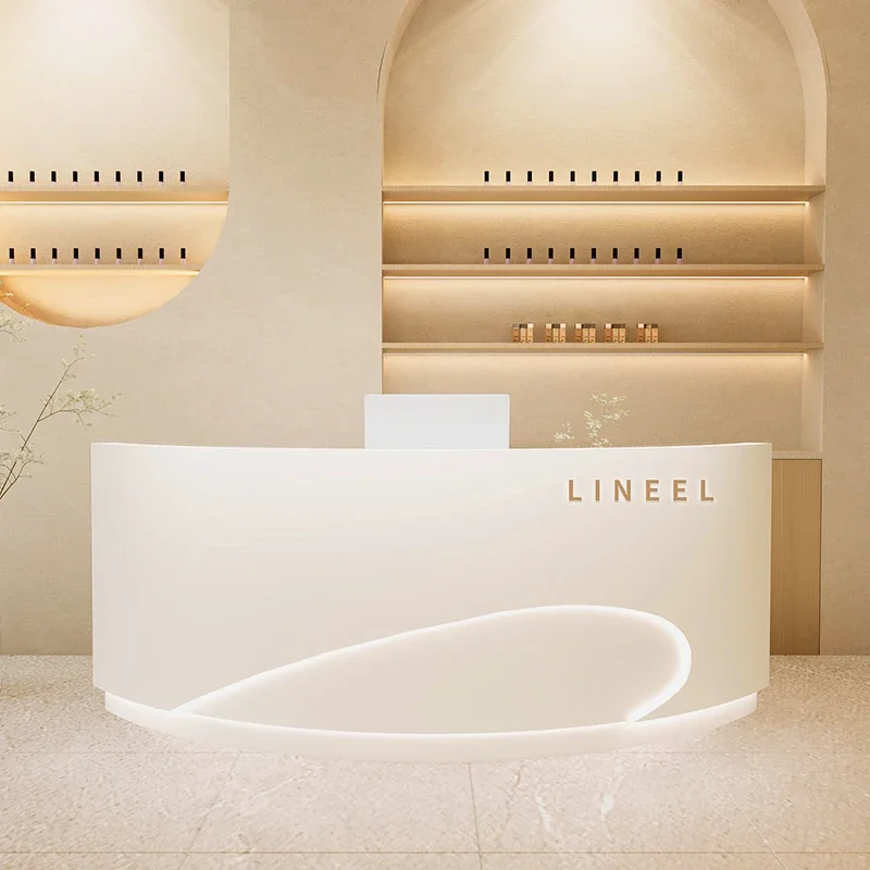 

Luxury Reception Table Desk Modern Salon Podium Bar Furniture Luxurious Office Front Company Executive Mostrador Home Furniture