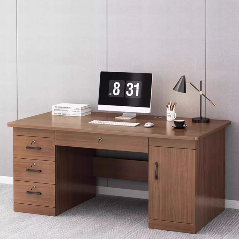 

Simple Modern Home Office Desks With Drawers Locks Boss's Desks Office Staff's Computer Desk Mesa Escritorio Office Furniture