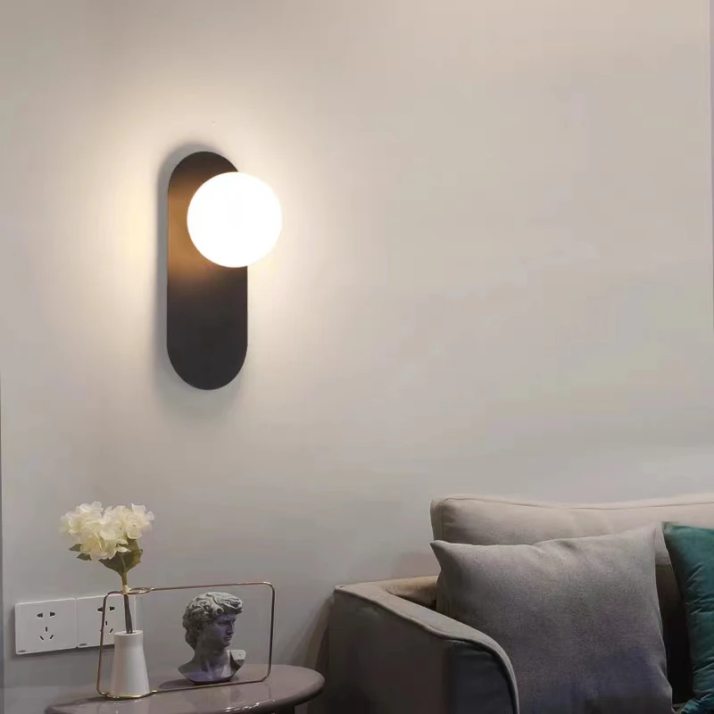 Simple glass ball LED wall lamps modern home living room decor Luminaires hotel aisle corridor bedroom bedside lamp