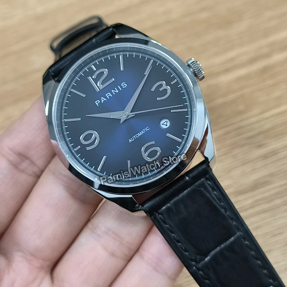 Parnis 40 mm esfera azul cristal de zafiro 5ATM Miyota8215 reloj piloto automático para hombres y niños