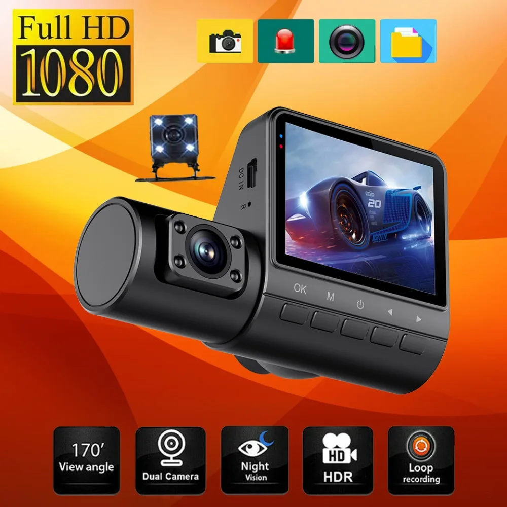 

Q60 2" 4-lens Recording Driving Recorder 1080P Camera Microphone Infrared Night Vision Car DVR/Dash Camera Car Mirror Video