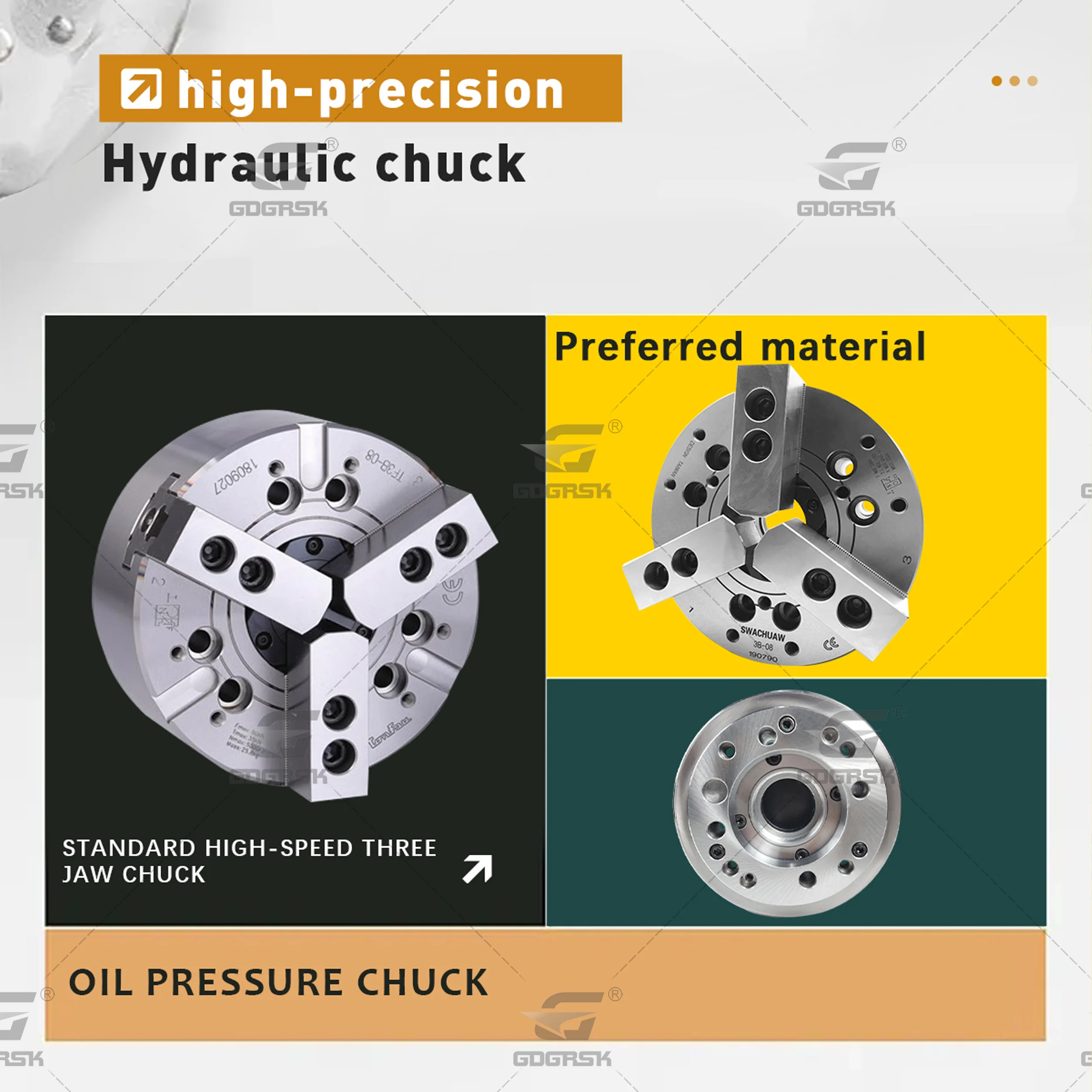 Wysoka precyzja Hollow uchwyt hydrauliczny/ciśnienie oleju chuck 5 6 8 10 cal standardowa szybka komputerów wraz z 3 szczęki zewnętrzne/uchwyt do