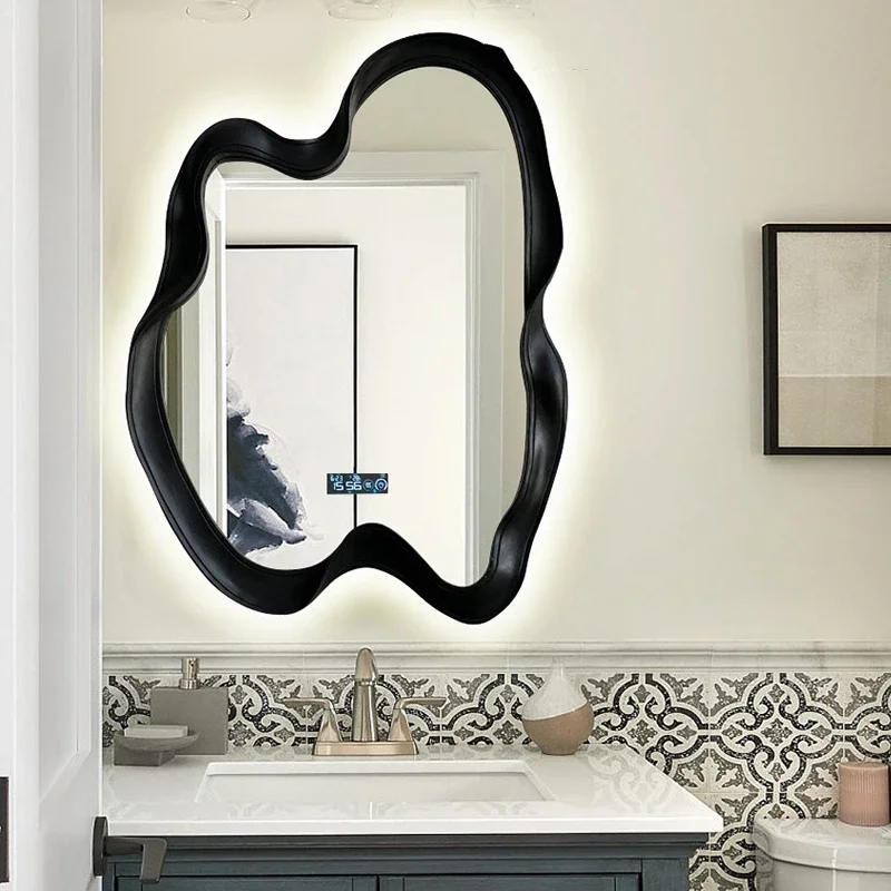 

Modern Vanity Mirror Irregular Light Desk Cute Compact Korean Bathroom Mirror Funky Big Luxury Star Espelhos Home Decorations