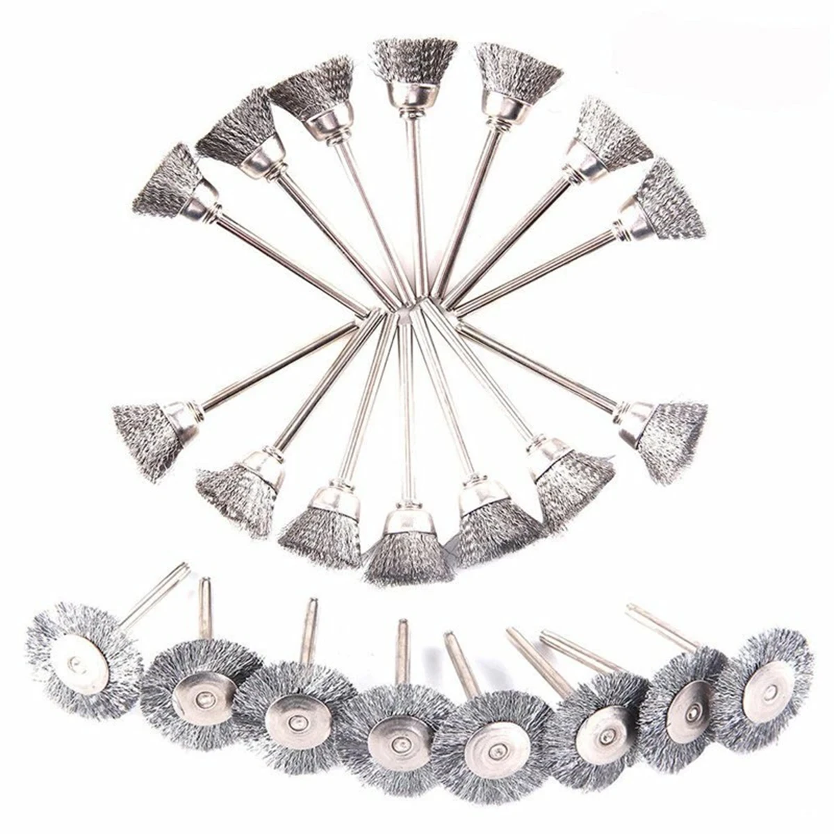 

Новый 45 шт., набор щеток с проволочным колесом, гофрированная шлифовальная машина из нержавеющей стали, роторный электрический инструмент, дрель, полировка, инструменты Dremel