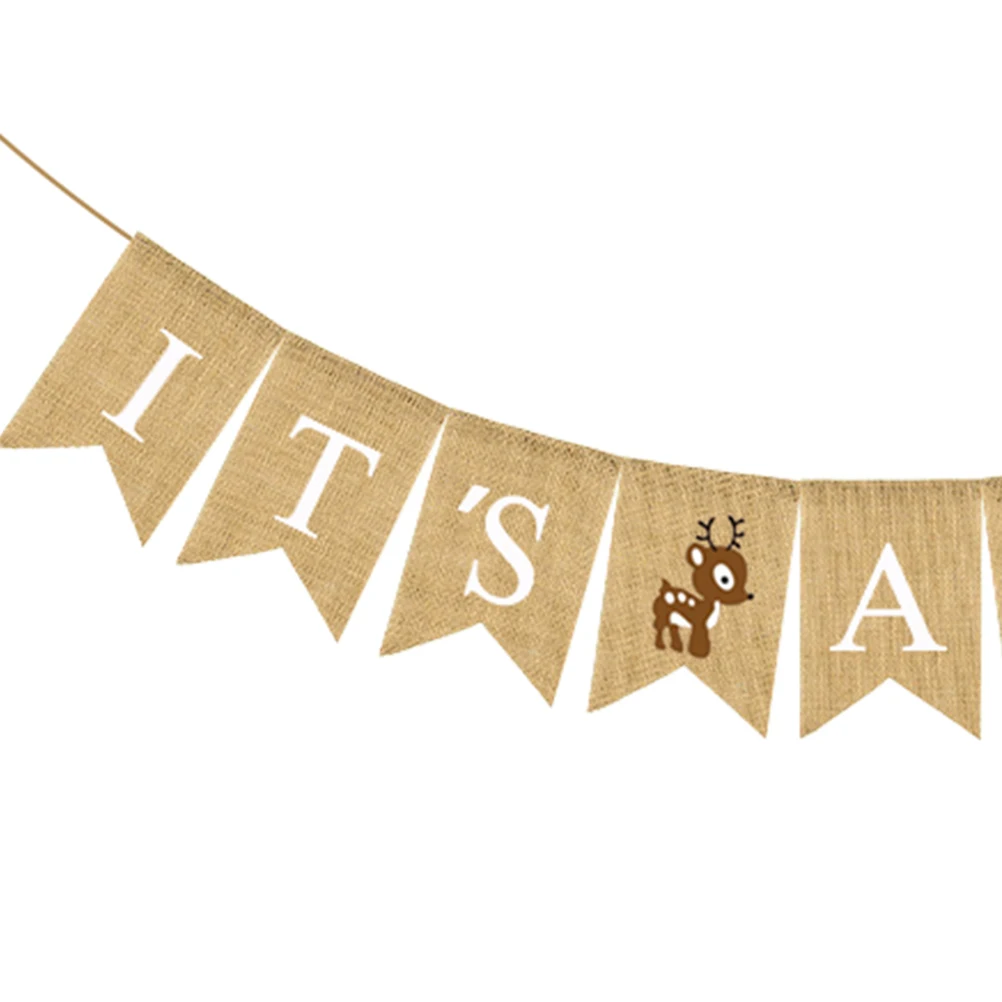

Linen Baby Shower Banner for Birthday Hanging Wall Festive Gender Reveal Banner Nursery Room Photo Backdrop