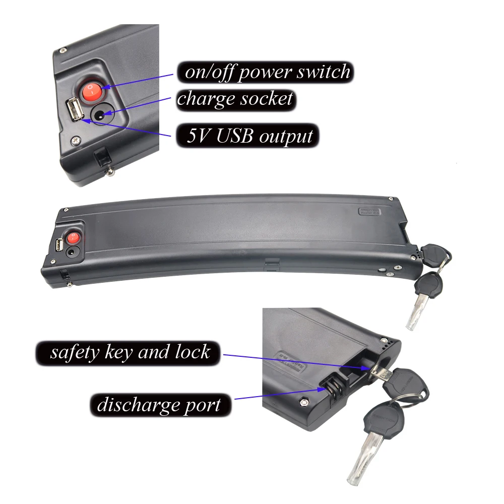Hidden Ebike Battery Pack Curved Scimitar 36V 7.8Ah 9Ah 10.5Ah for NCM Easybike Lyon Richbit Folding Electric Bike 250w 350W