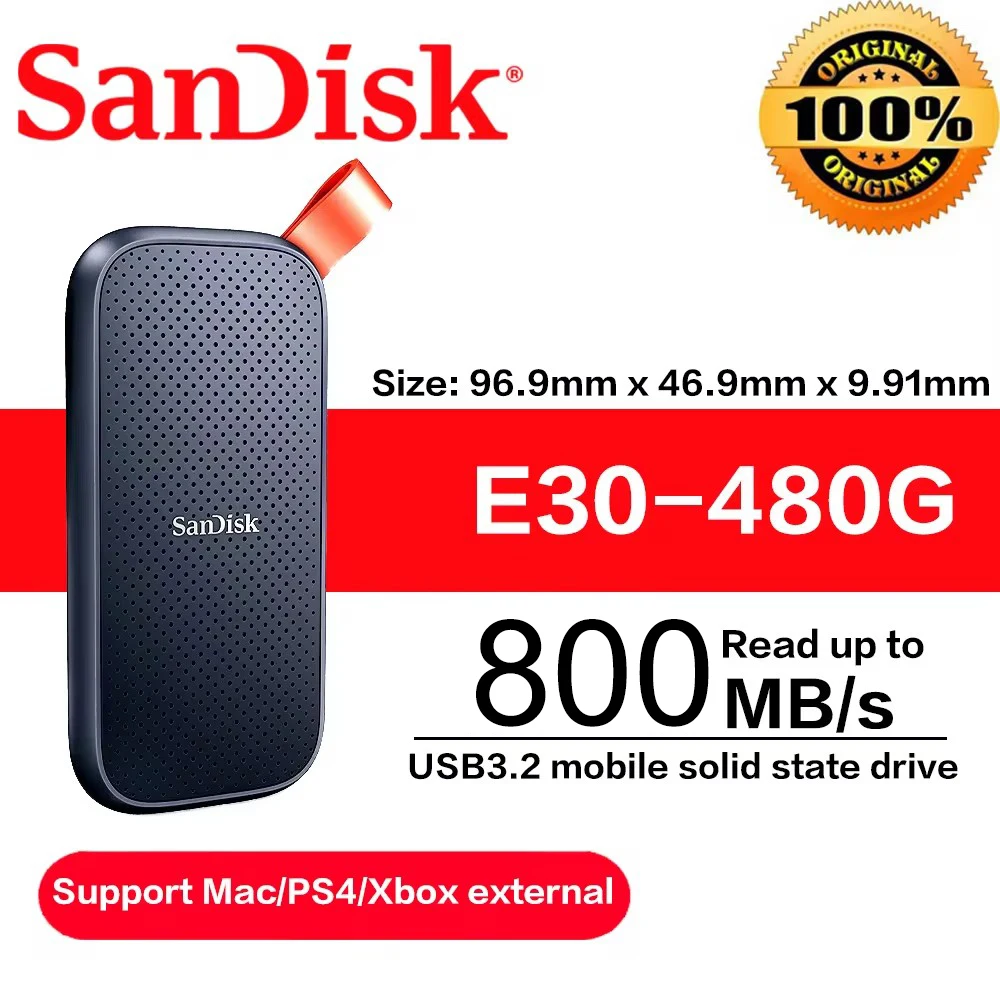 Портативное твердотельное состояние SSD E30 1TB SSD 480GB USB 3.2 Тип A HD 2TB Внешний жесткий