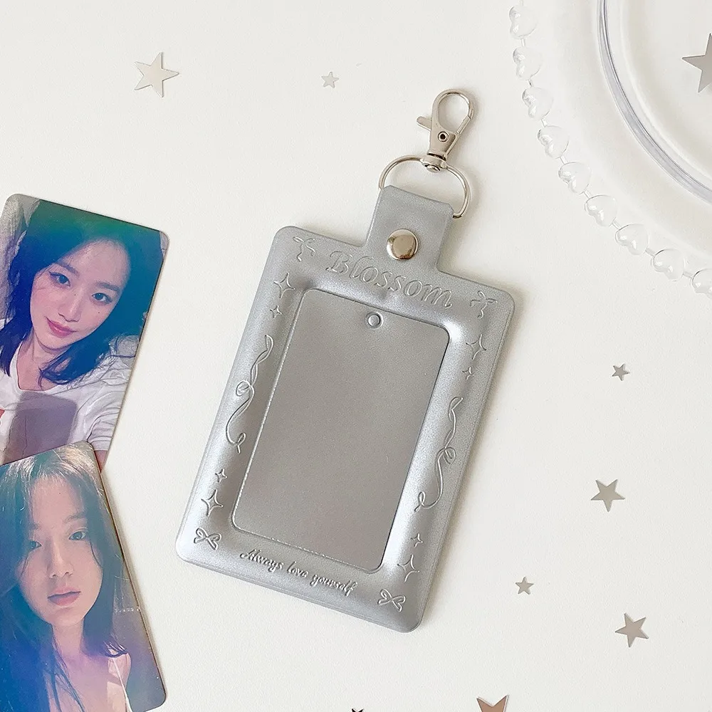 

Корейский чехол для фотокарточек из ПВХ, серебристый, 3 дюйма, держатель для карточек айдолов с брелоком, защитный чехол для карт