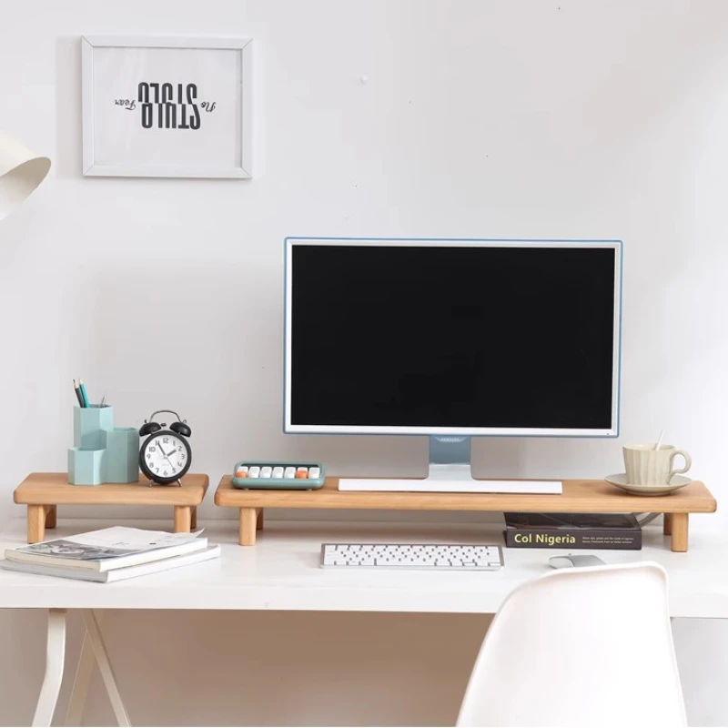 Sale Good Quality Nordic Computer Monitor Mounting Bracket Beech/Black Walnut Wood Desktop Screen Storage Support Base