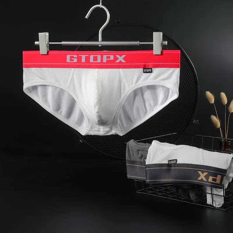 3pcs GTOPXMAN Sexy Men Underwear Low Waist U-convex Single Layer Men Briefs Thin for Summer