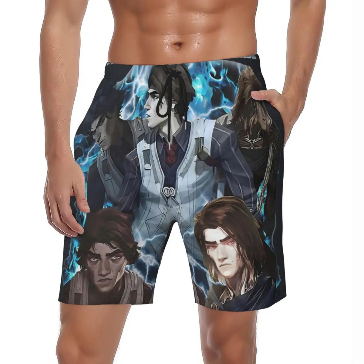 

Летние шорты для мужчин Arcane League Of Legends, игровой персонаж, постер, спортивные пляжные шорты, быстросохнущие плавки, большой размер