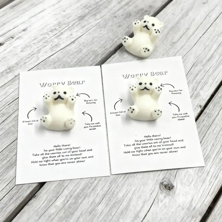 1/5/10/20/50/100 قطعة بطاقة الدب اللطيفة الصغيرة الخنفساء القلق ، عناق الجيب ، هدية الدعم ، هدية الصديق ، التفكير عنك عناق هدية ، عناق توك