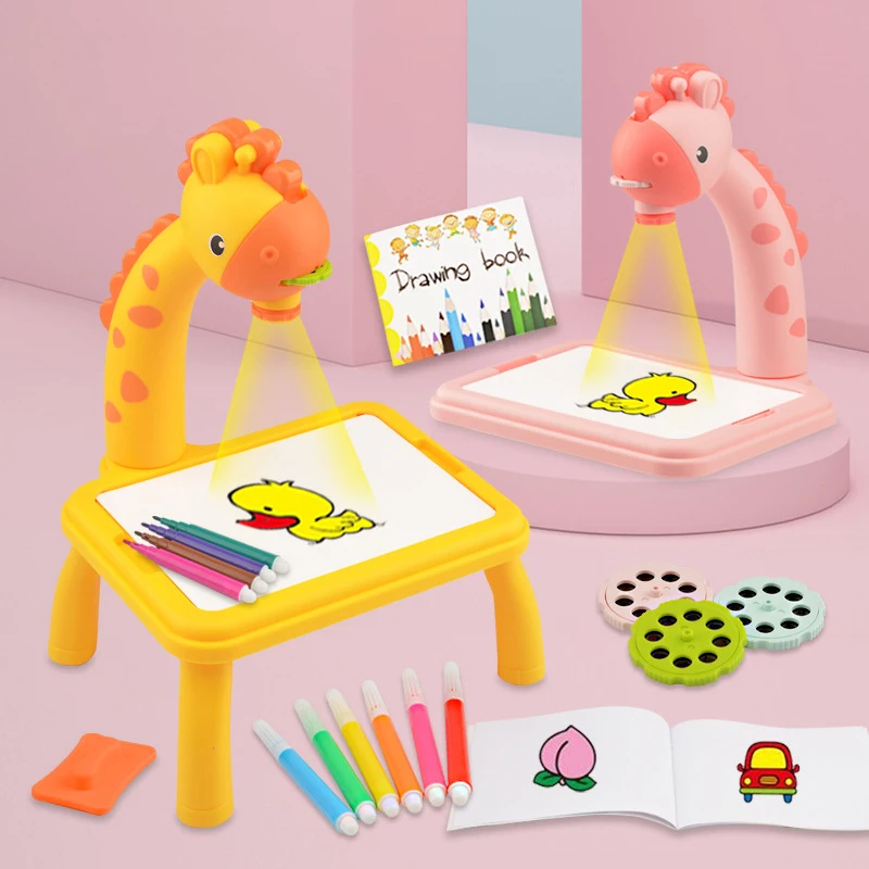 Children Electric Projection Drawing Board Baby Early Learning Doodle Board Erasable Drawing and Writing Board Painting Toys