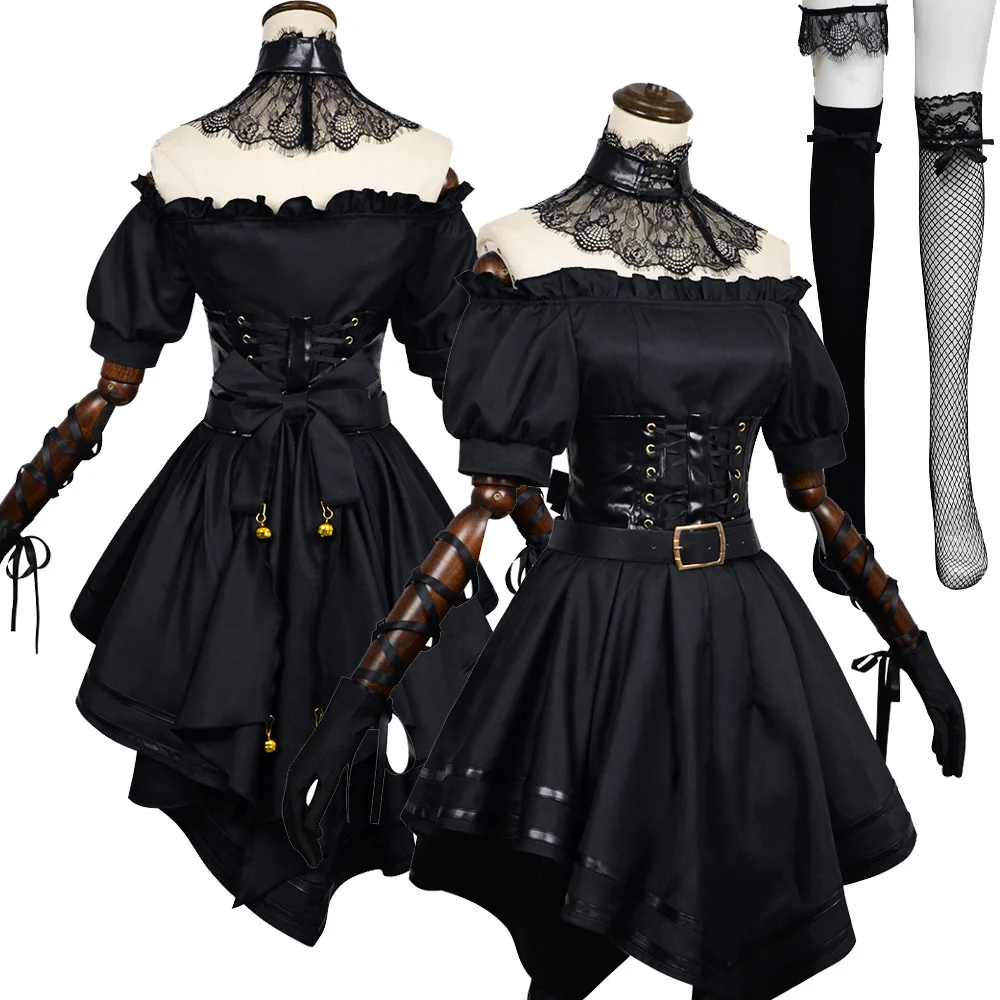 

Socks TV Viking Black Clothing Costume Shawl Outfits Halloween Carnival Party Suit Medival Retro Grok Ani Cosplay Gothic Dress