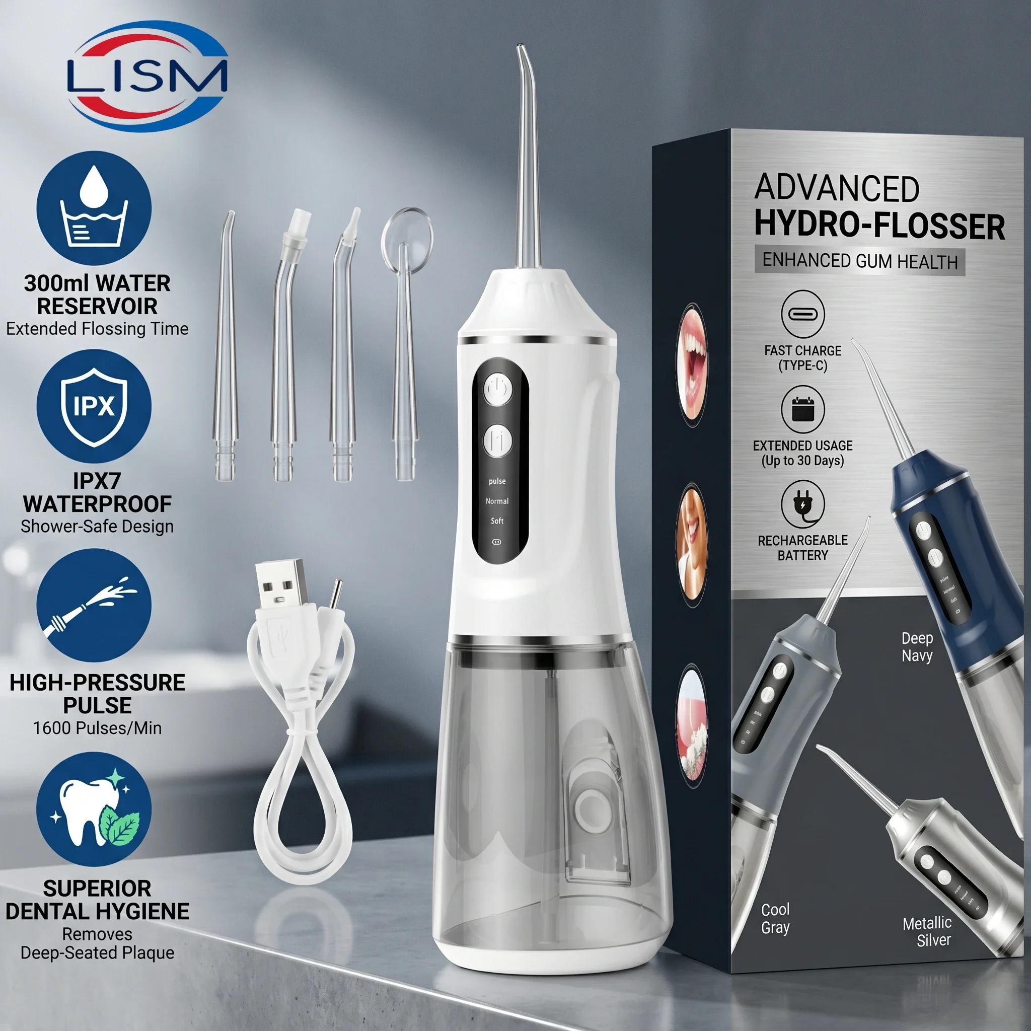 

Portable Oral Irrigator 300ML Water Flosser Teeth Whitening Waterproof Dental Care Kit