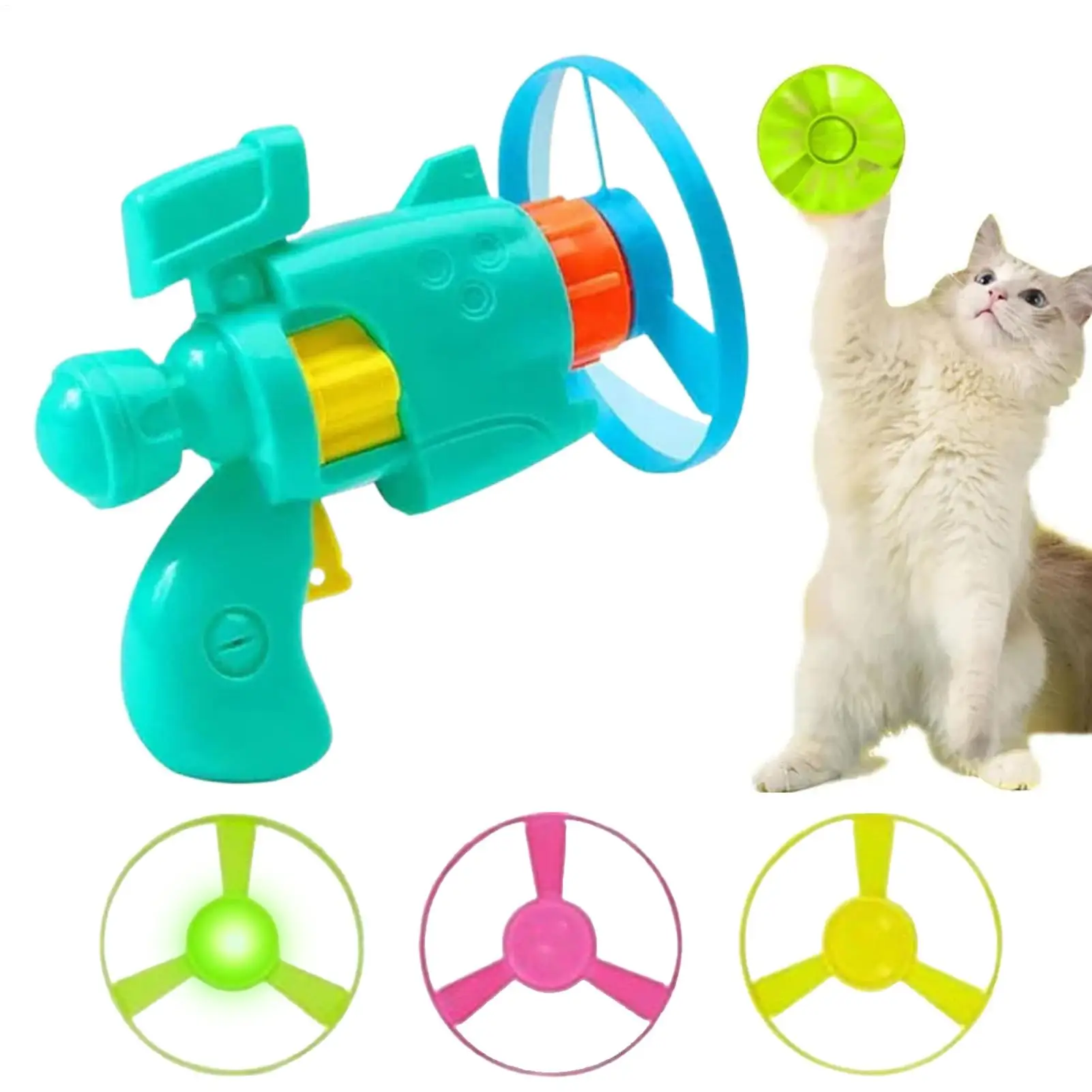 Disc Shooter Flying Saucer Shooter for Pet Light-Up Interactive Pet Toy for Patio Beach Garden Outdoors Lawn Backyard
