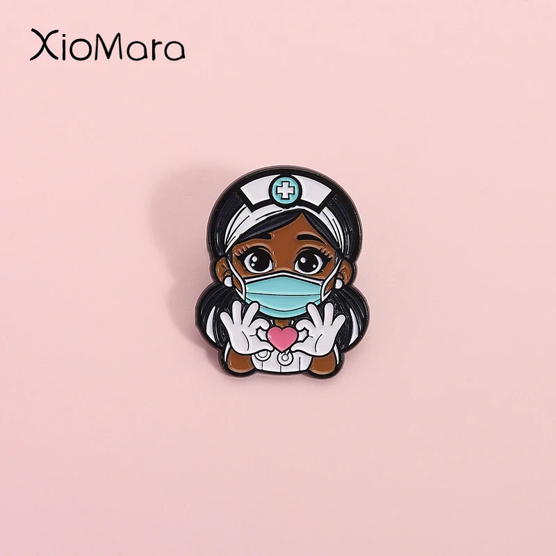 

Medical Emergency Caring Warm Enamel Pin Nurse Hat Stethoscope Brooch Lapel Badge Jewelry Gift For Female Healthcare Workers
