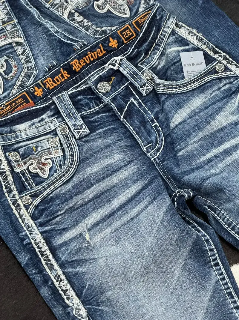 Y 2K Jeans Vrouwen Blad Laarsjes American Street Retro Borduurwerk Losse Casual Jeans Hoge Taille Wijde Pijpen Gewassen Straat Casual Broek