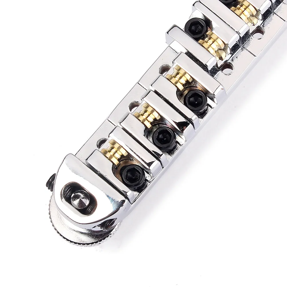 Ga108a Roller Saddle Locking Bridge Electric Guitar Tremolo Tailpiece Silver Adjustable Harmonics Locking Posts Bass Guitar