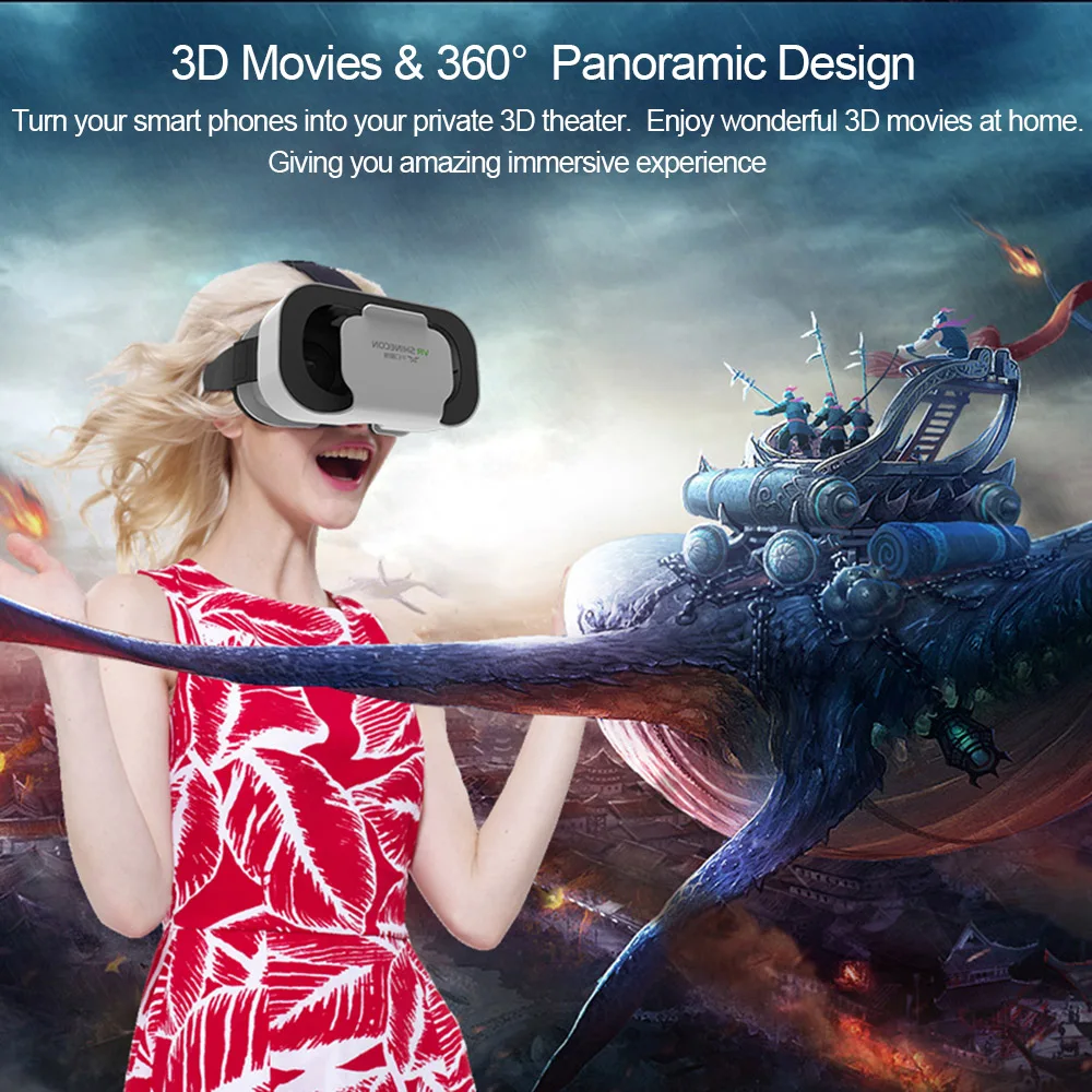 Shinecon Viar Virtual Reality VR Glasses Headset 3D Device Helmet Goggles Lenses For Smartphone Smart Phone Game Cell Mobile Set - Image 6