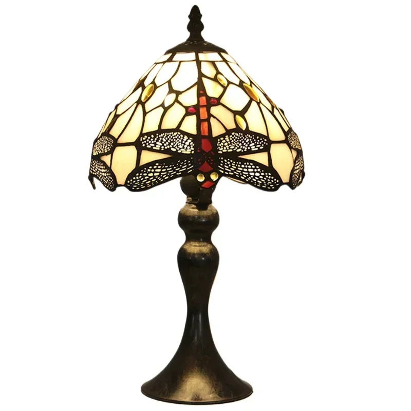 8 Inch 20cm Stained Glass Shade Tiffany Vintage Desk Lamp Table Lamp for Bedroom Cama Mesa E Banho