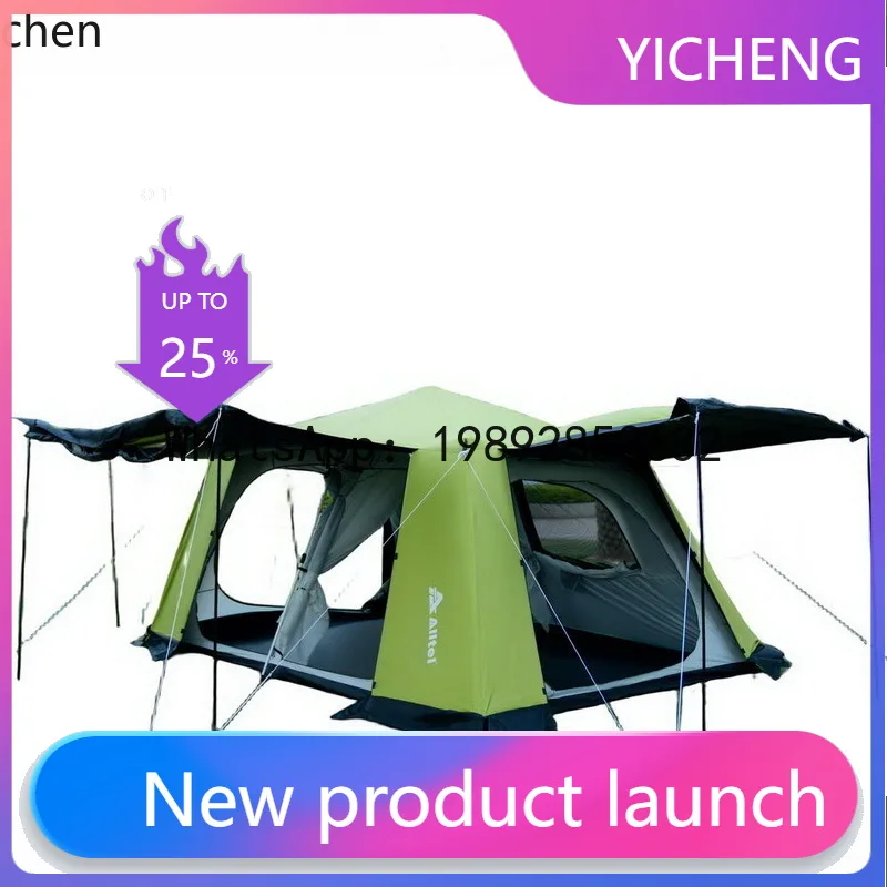 

x1 sunscreen vinyl tent outdoor aluminum alloy rod automatic 4-6-8 camping double layer rainstorm protection