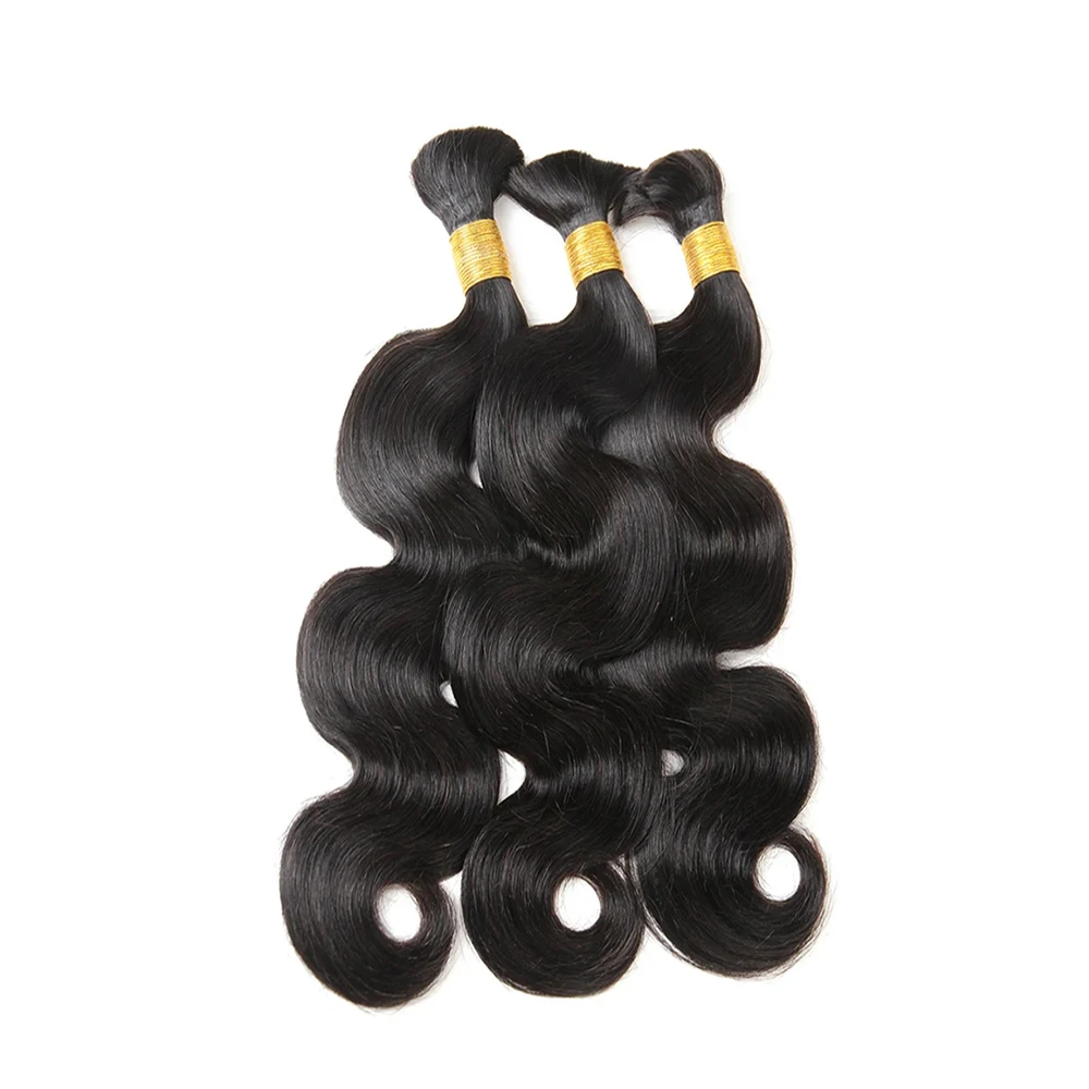 Body Wave No Weft Braids Human Hair Extensions Bulk Human Hair Bundles 16\'\'-26\'\' Natural Black Virgin Hair Bulk For Braiding