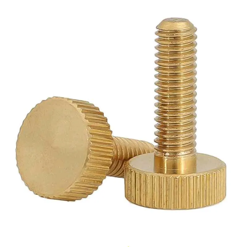 GB835 Brass Thumbscrew M3 M4 M5 M6*4/5/6/8/10/12/16/20/25 Knurled Brass Flat Head Hand tighten Thumb Screws