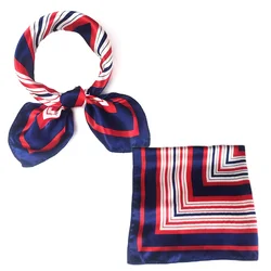 Retro Women Silk Feel Satin Scarf Leopard Red Striped Square Small Silk Scarf DIY Bag Handle Decor Lady Neck Tie Hairband Shawl