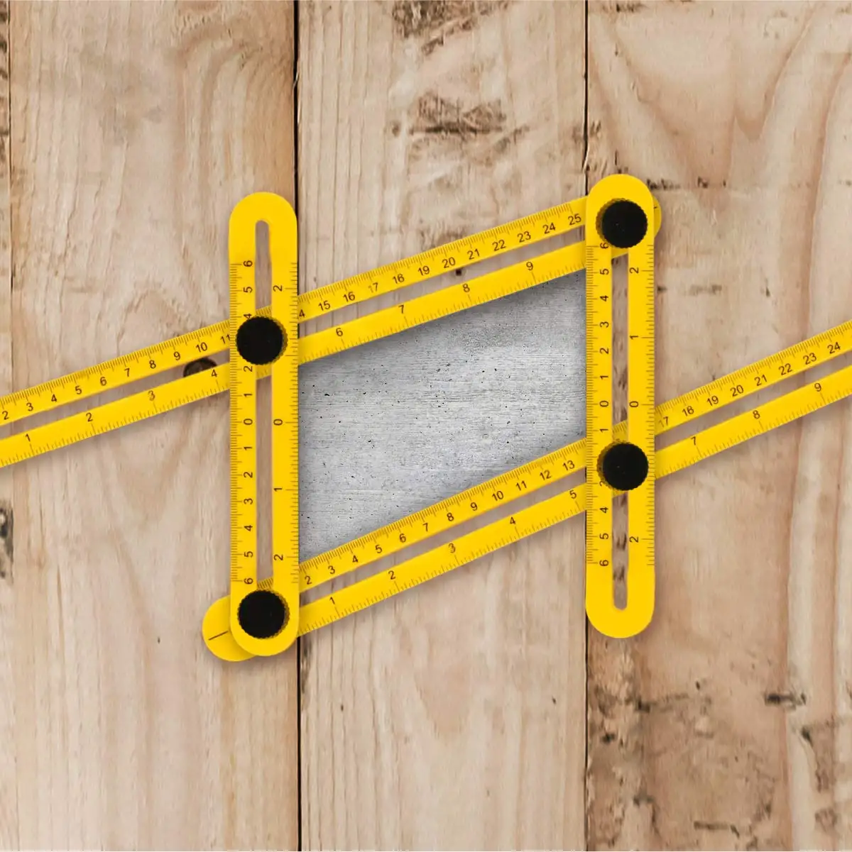 1pc Universal Angle Template Tool, Multi Angle Ruler, Yellow Plastic, Single Piece Construction