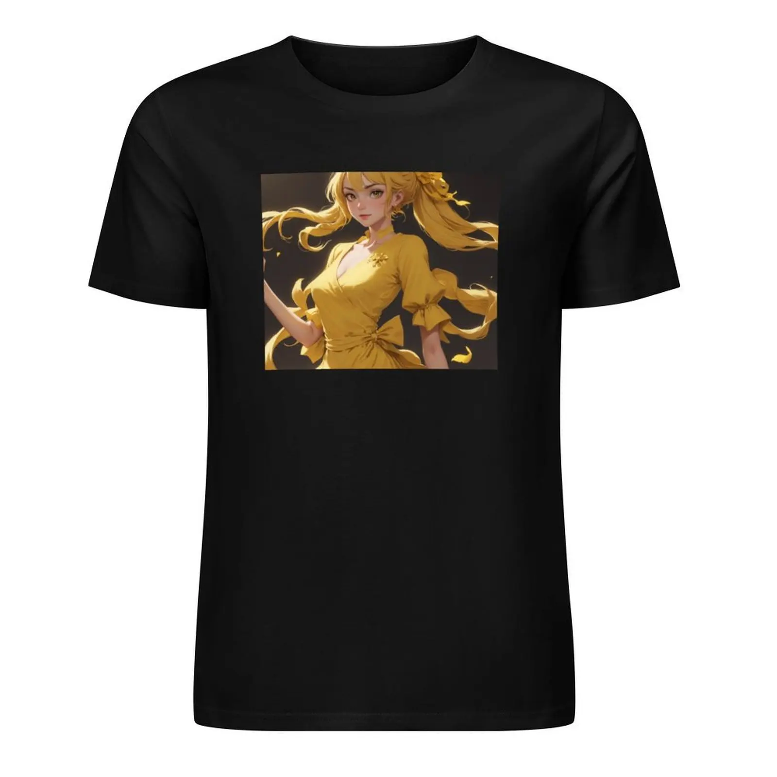 Golden Glow: Radiance of the Anime Woman T-Shirt vintage plus sizes anime vintage graphic tee men clothings