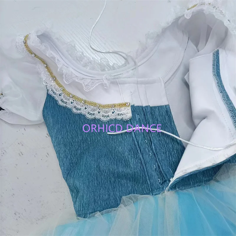 Performance Tutu meninas e mulheres trajes, crianças e adultos campesino Gilsay ballet desgaste da dança, azul longo Tutu romântico, tamanho personalizado, alta qualidade